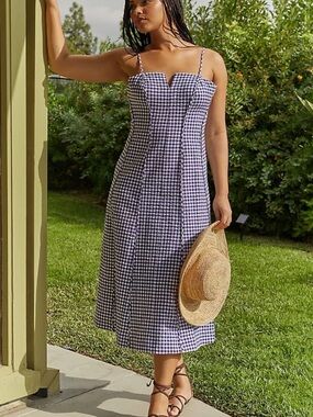 Anthropologie Spaghetti Strap Midi Dress in Navy and White